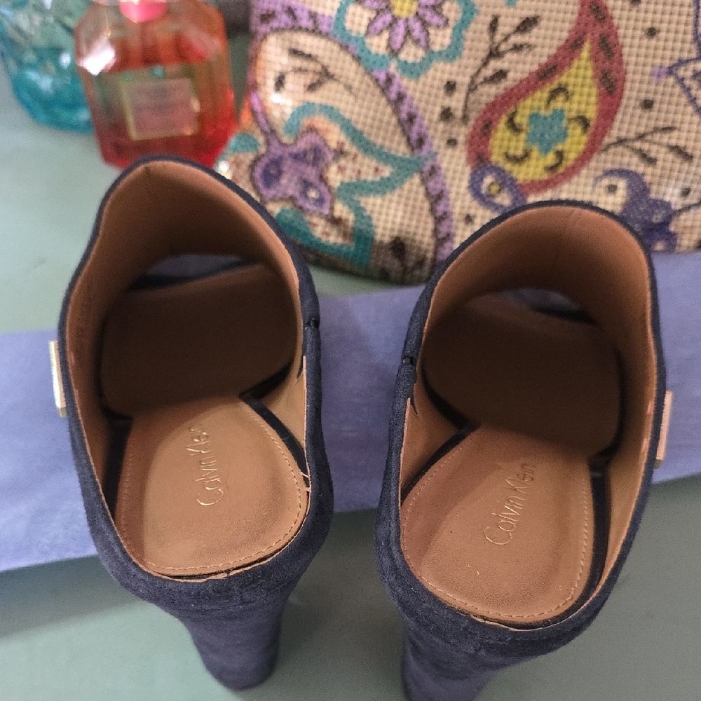 Calvin Klein Collection Navy Suede BEITRIS Mules - Picture 8 of 14